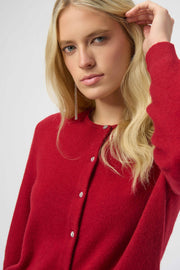 Cashmere Button-Front Crew Neck Cardigan