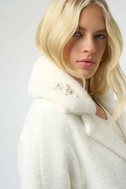 Feather Yarn and Faux Fur Sweater Coat