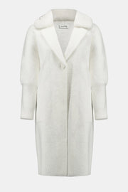 Feather Yarn and Faux Fur Sweater Coat