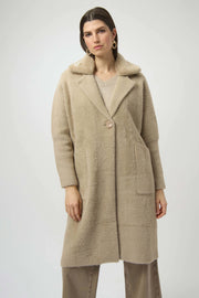 Feather Yarn and Faux Fur Sweater Coat