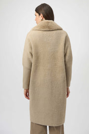 Feather Yarn and Faux Fur Sweater Coat