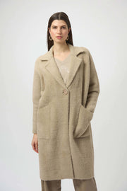 Feather Yarn and Faux Fur Sweater Coat