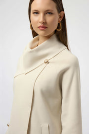 Sweater Knit Coat with Overlap Collar