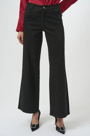 Classic Wide Leg Jeans with Rhinestones - Featherweave