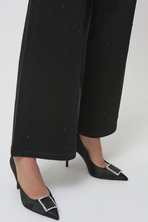 Classic Wide Leg Jeans with Rhinestones - Featherweave