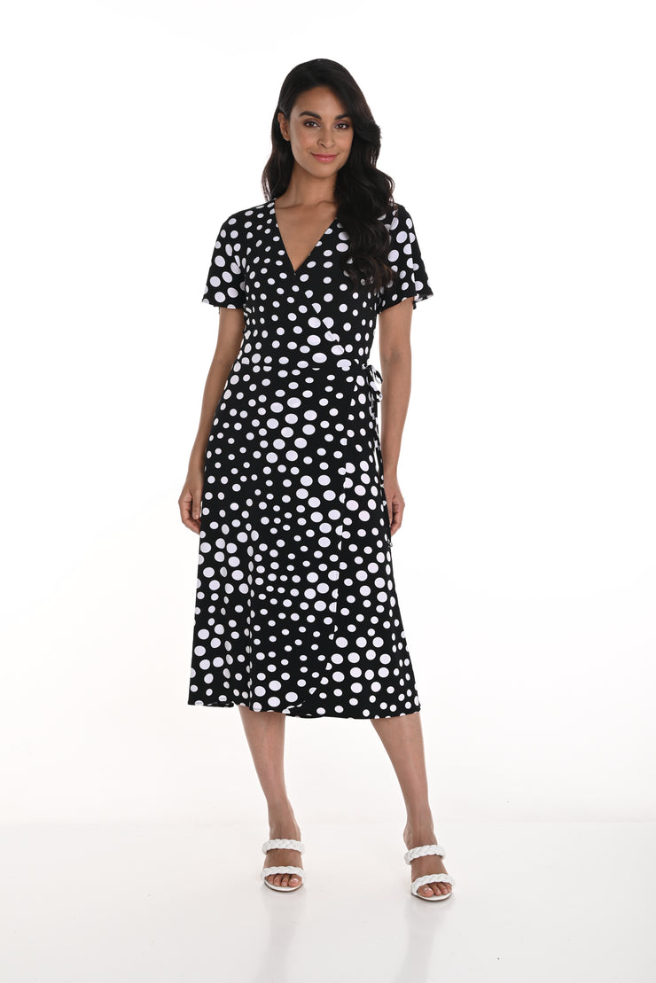 Wrap Style Polka Dot Dress