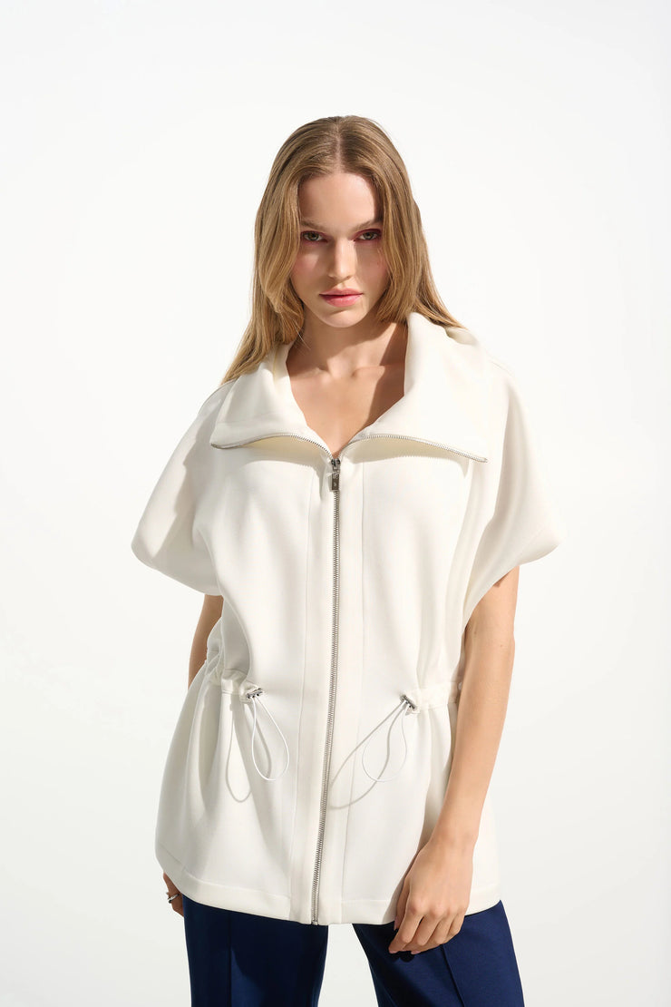 Scuba Jersey Boxy Jacket With Drawstring Waist