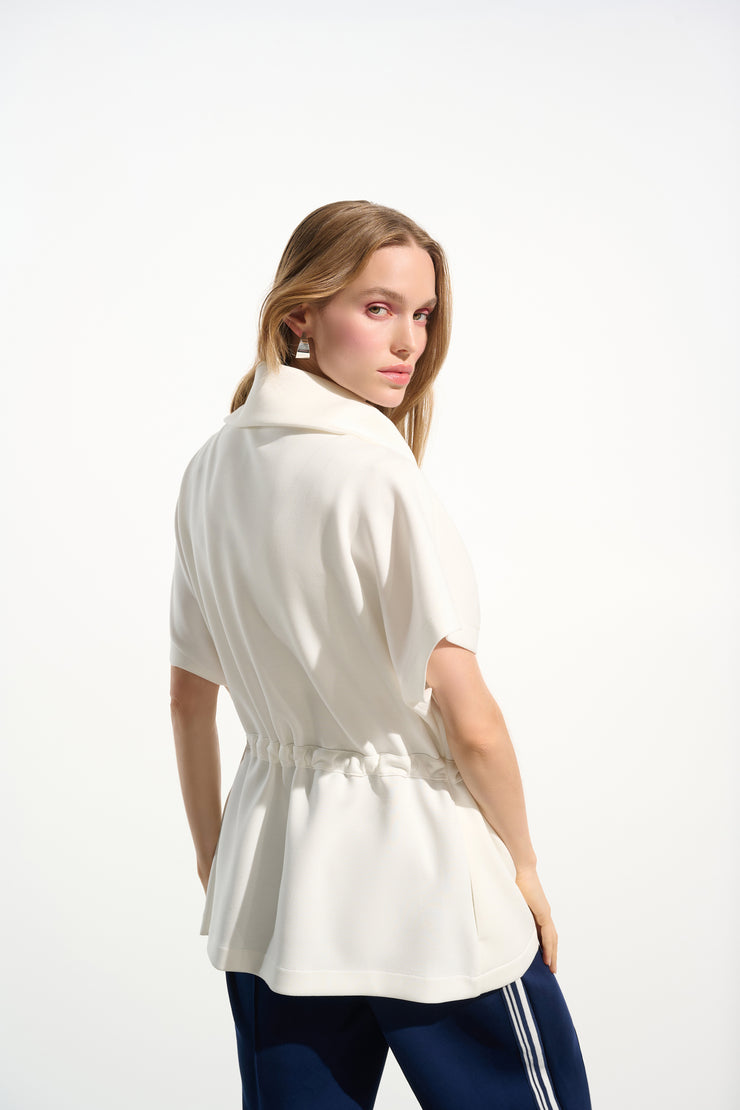 Scuba Jersey Boxy Jacket With Drawstring Waist