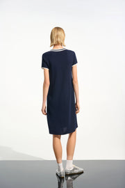 Viscose Knit A-Line Dress With Rib Trim