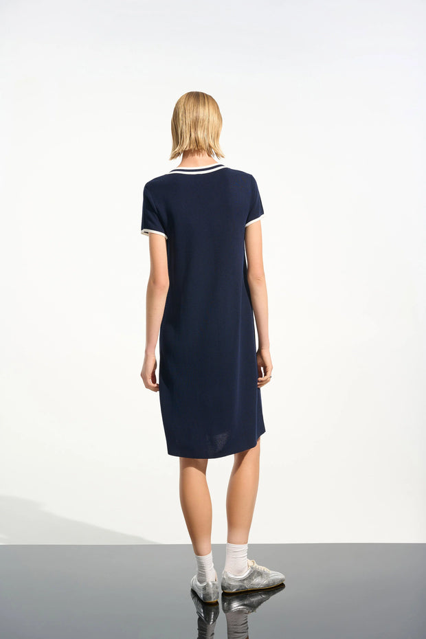 Viscose Knit A-Line Dress With Rib Trim