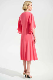 Signature | Silky Knit Fit and Flare Dress With Chiffon Draped Sash