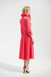 Signature | Stretch Taffeta Fit And Flare Dress With Lapel Collar