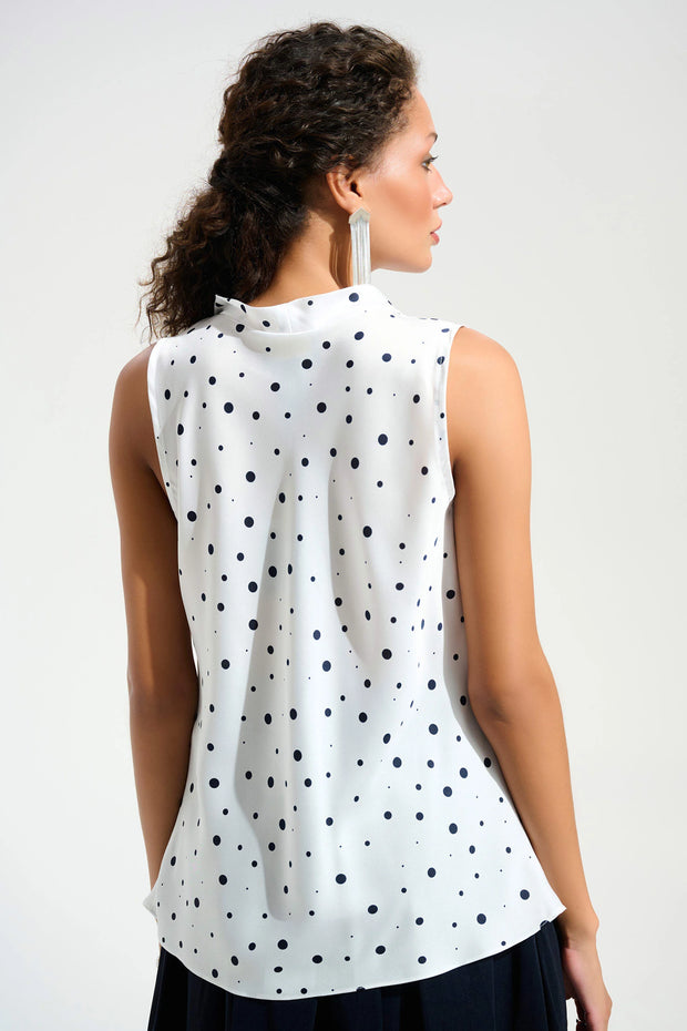 Signature | Recycled Satin Dot Print Sleeveless Cowl Neck Top