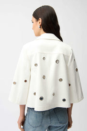 Foiled Faux Suede Swing Jacket With Grommets