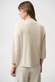 Brushed Viscose Straight Sweater with Mock Neck