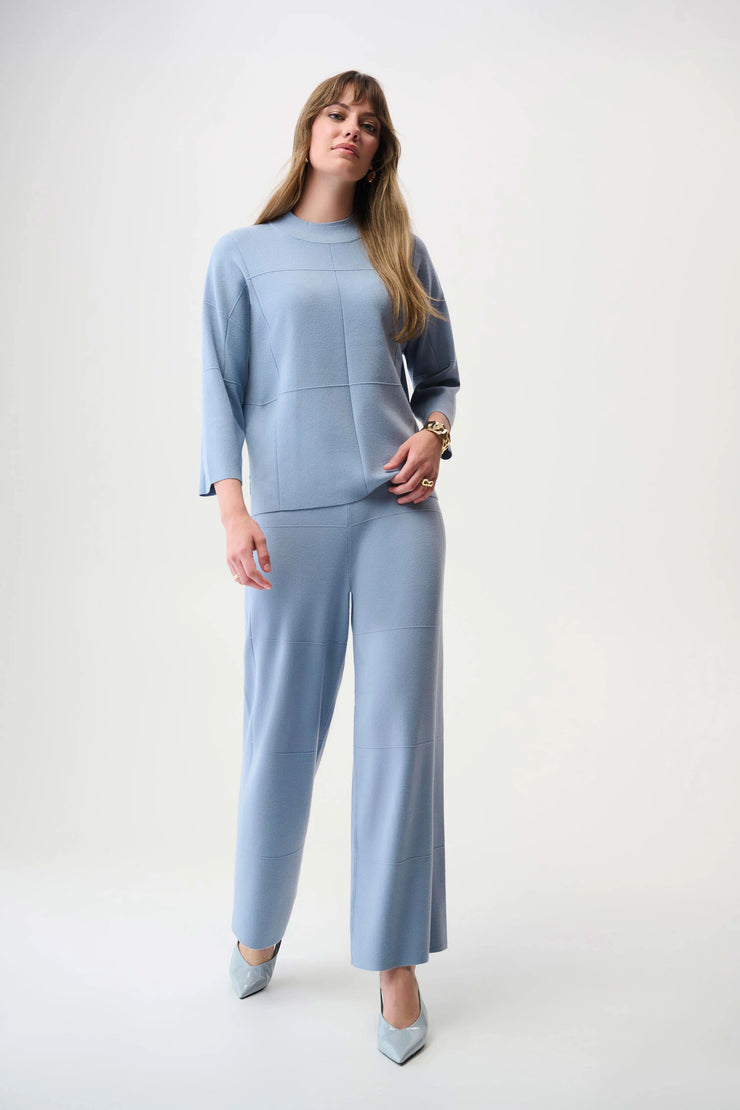 Brushed Viscose Straight Sweater with Mock Neck