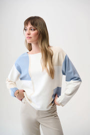 Brushed Viscose Yarn Color Block Sweater