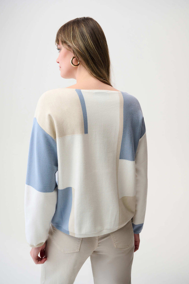 Brushed Viscose Yarn Color Block Sweater