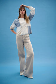 Brushed Viscose Yarn Color Block Sweater