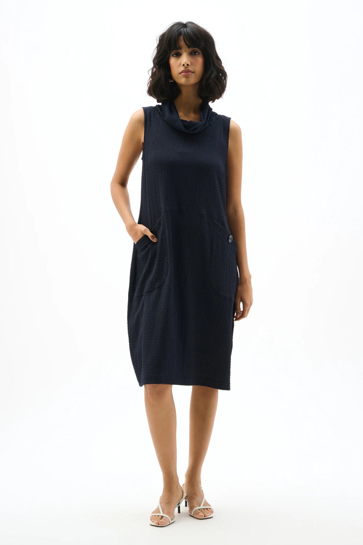 Textured Knit Trapeze Dress With Funnel Collar – Watch Us Women Oakville