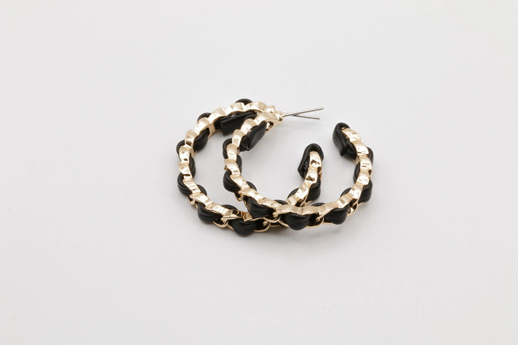 Leather Insert Hoop Earrings