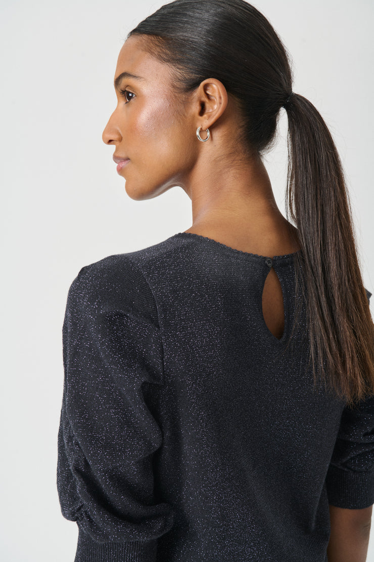 Lurex Rouched Shoulder Sweater