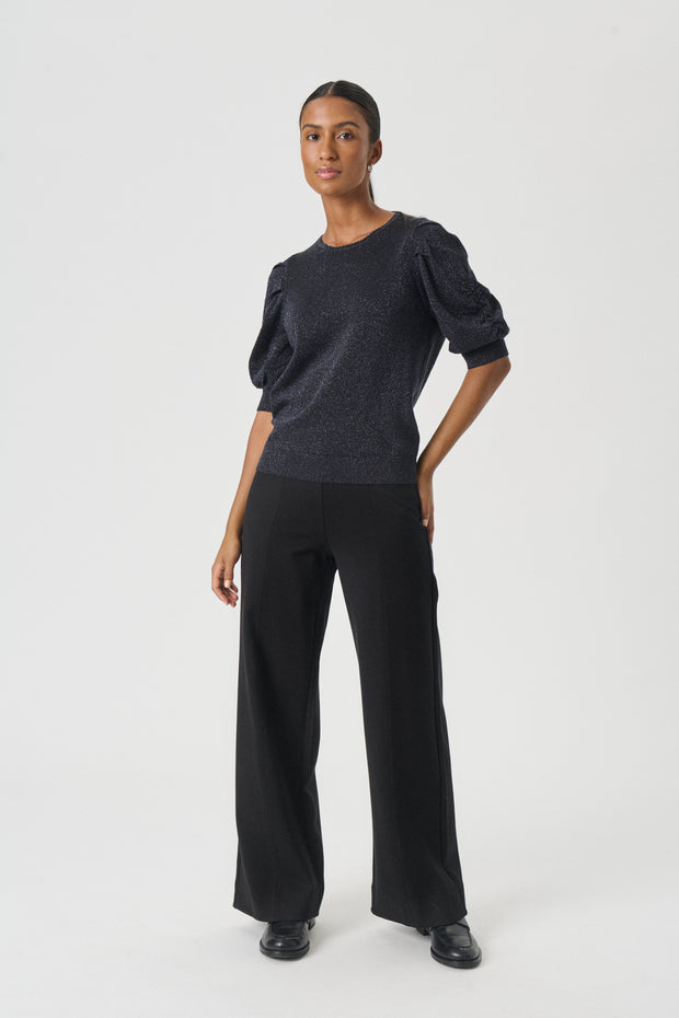 Lurex Rouched Shoulder Sweater