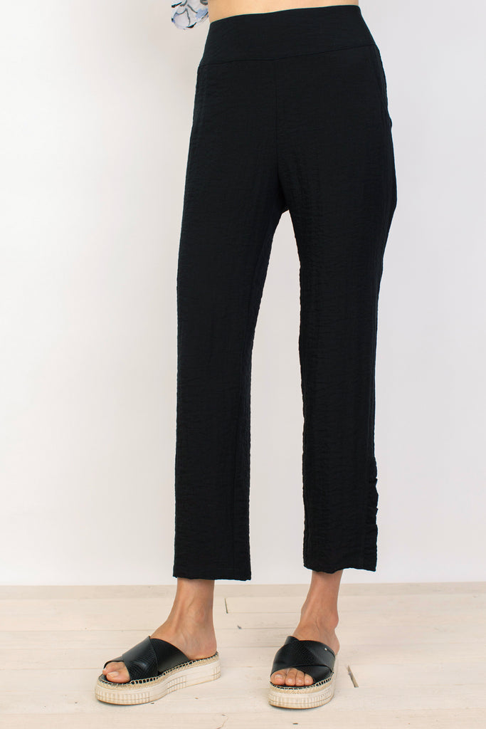 Ruched Ankle Pant - Black