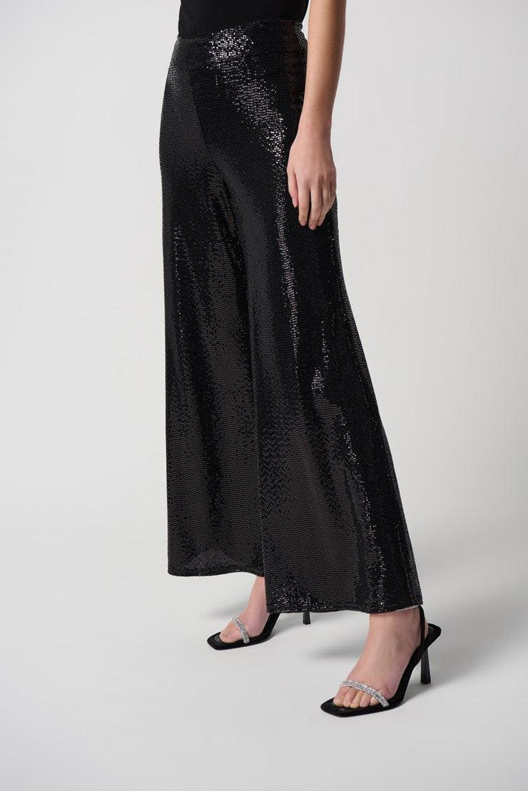 Sequin Sparkle Knit Wide Leg Pull-On Pants