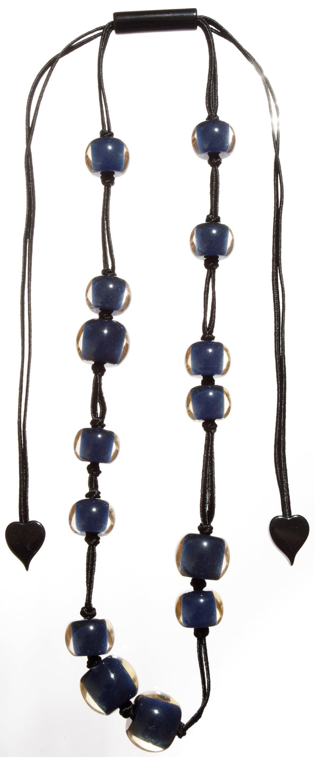 Navy Mixed Bead Long Necklace-Watch Us Women Oakville