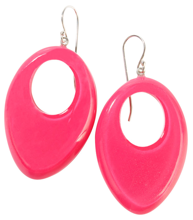 Bright Pink Reverse Teardrop Earrings
