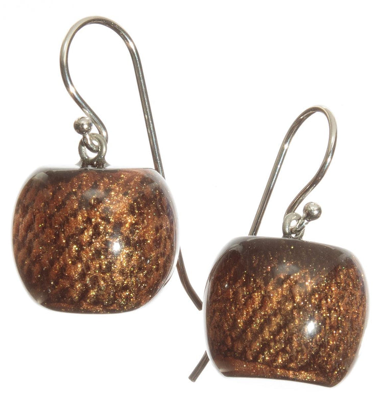 Brown Swirl Ball Earrings