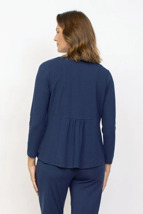 Shirred Back Open Front Cardigan