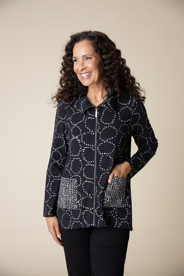 Patterned Zip Front Jacket