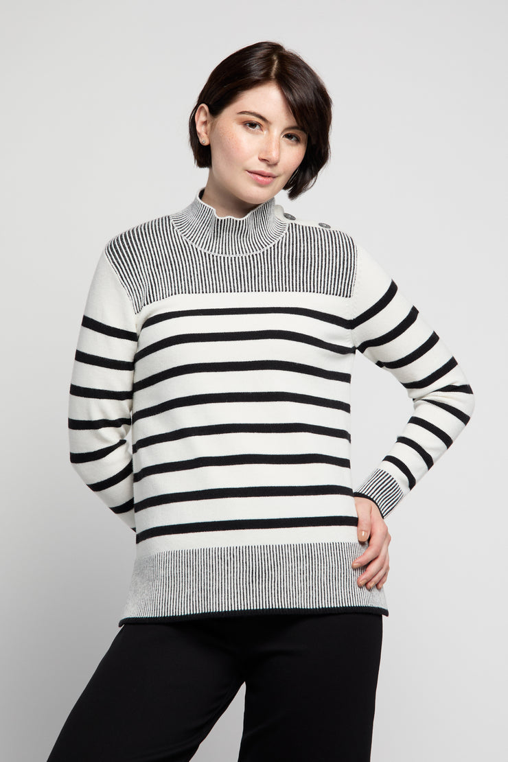 Mock Neck Stripe Sweater