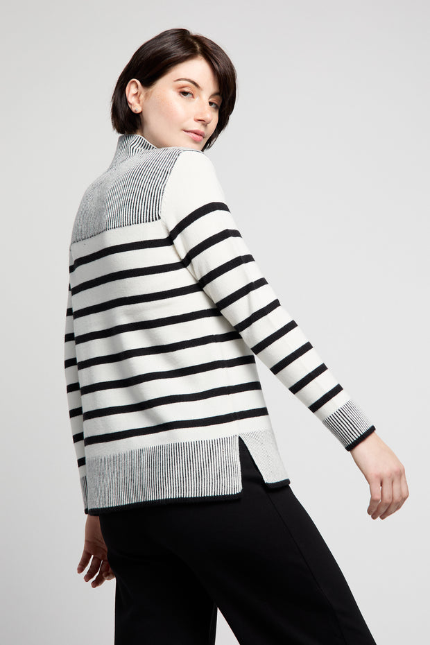 Mock Neck Stripe Sweater