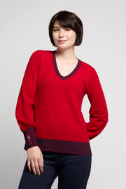 V-Neck Button Detail Sweater