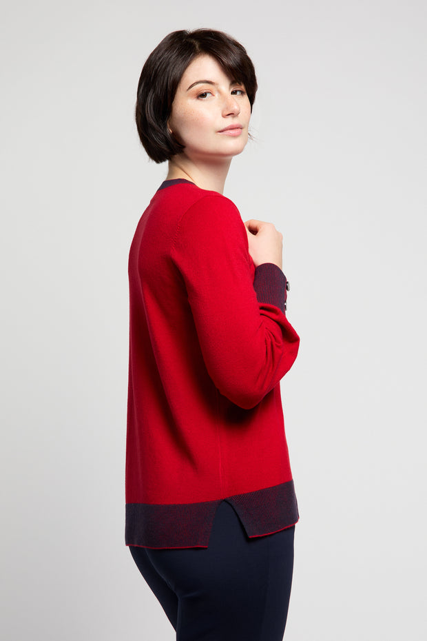 V-Neck Button Detail Sweater