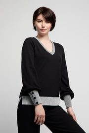 V-Neck Button Detail Sweater