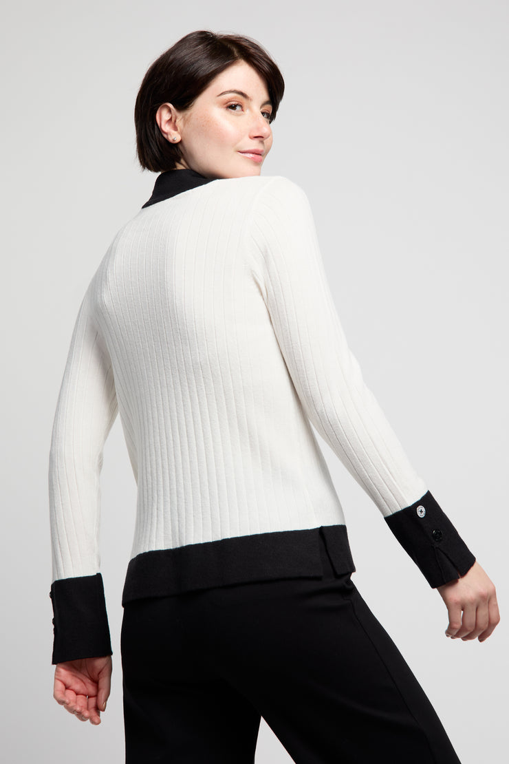 Polo Collar Ribbed Sweater