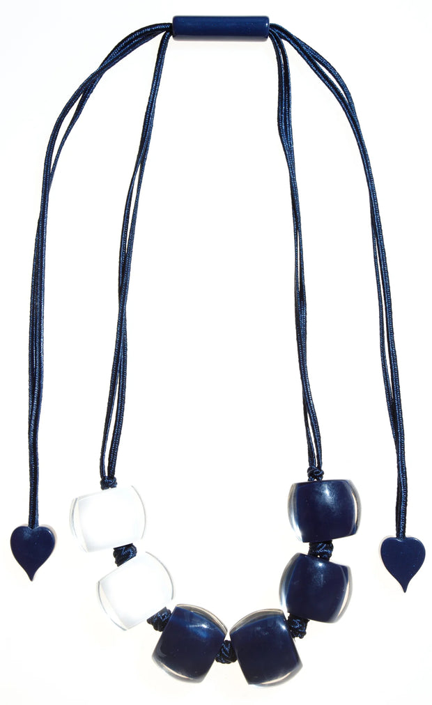 White Flattened Bead Necklace