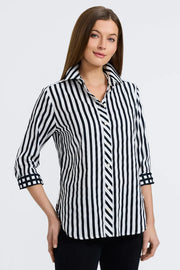 Meghan Black Stripe & Gingham 3/4 Sleeve Shirt