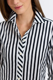 Meghan Black Stripe & Gingham 3/4 Sleeve Shirt