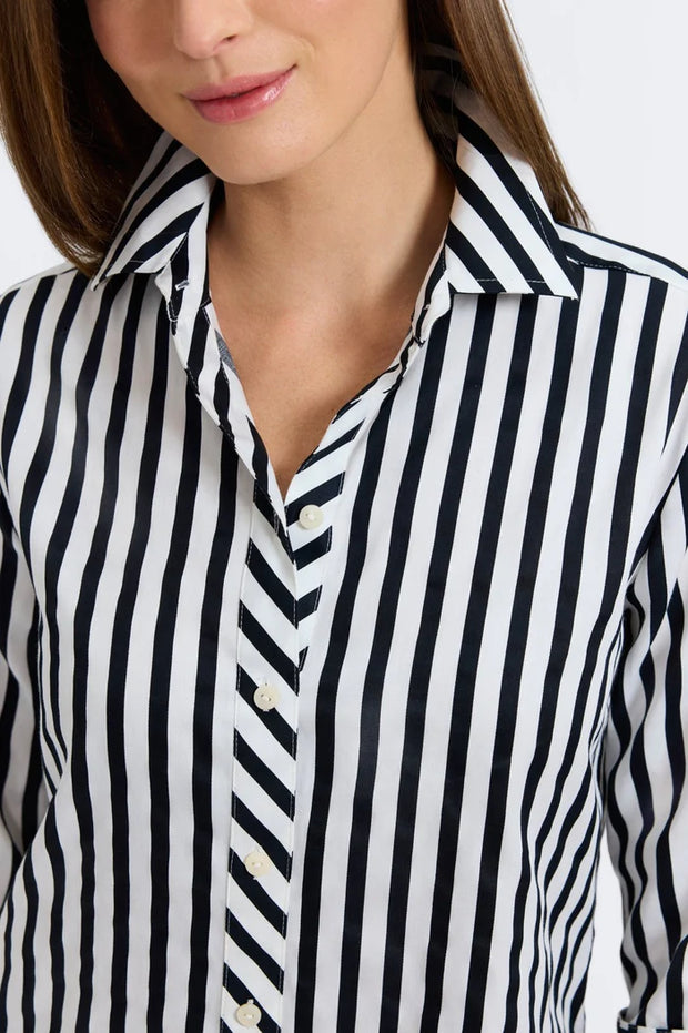 Meghan Black Stripe & Gingham 3/4 Sleeve Shirt