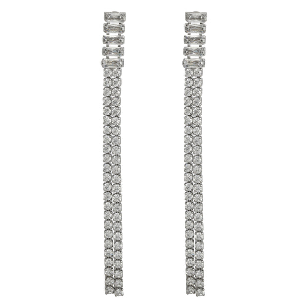 Rhodium Crystal Earrings