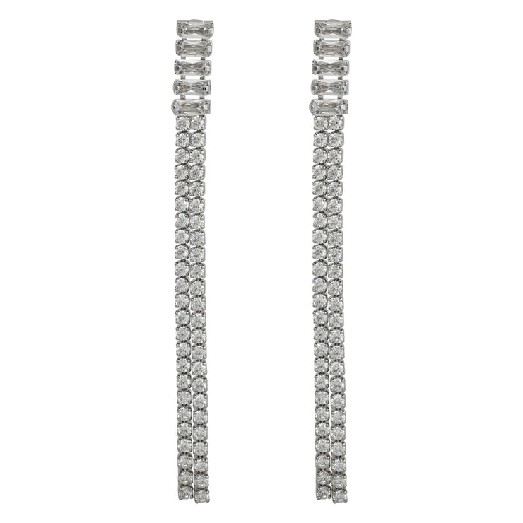 Rhodium Crystal Earrings