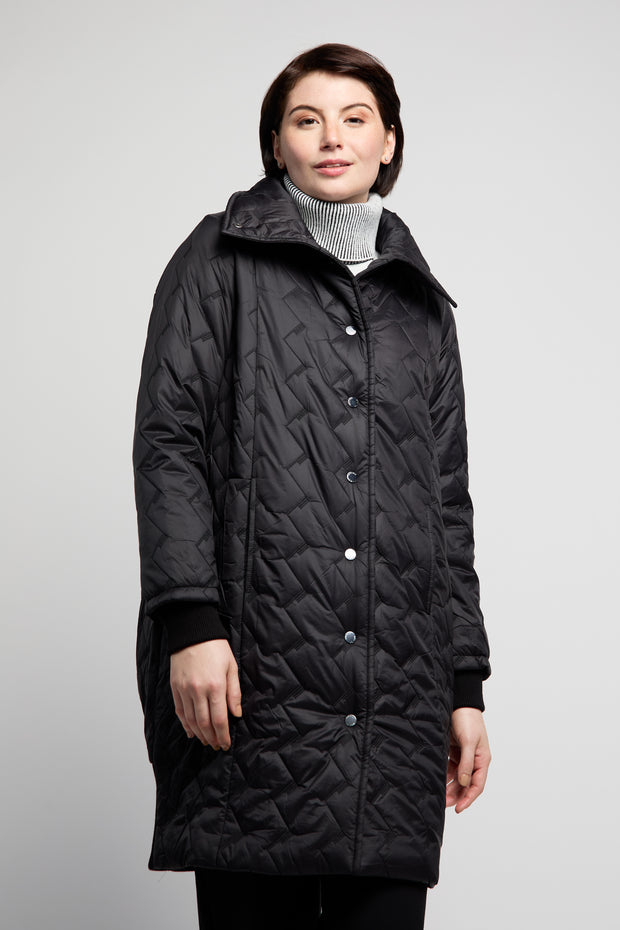 Quilted Back Ribbed Coat