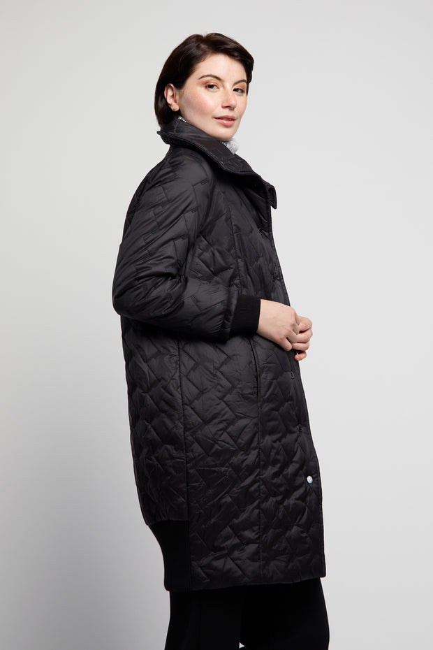 Quilted Back Ribbed Coat