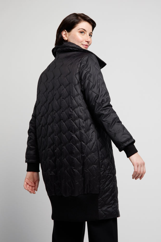 Quilted Back Ribbed Coat