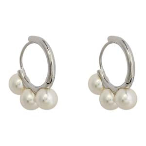 3 Pearl Hoop Earrings